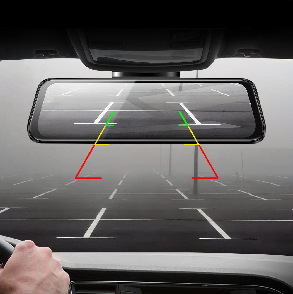 AZDOME PG17 12" WiFi Mirror Dash Cam 4K Front and 1080P Rear View Mirror Camera for Cars Dual Camera Waterproof Backup Camera