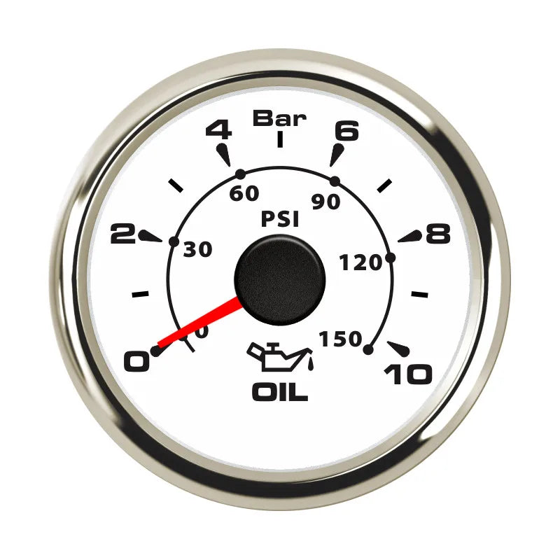 52mm 2'' Marine Boat Oil Pressure Gauge 0-5Bar 10Bar 30Bar Indicator Universal 12V/24V Car Pressure Meter with 7 Color Backlight