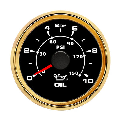 52mm 2'' Marine Boat Oil Pressure Gauge 0-5Bar 10Bar 30Bar Indicator Universal 12V/24V Car Pressure Meter with 7 Color Backlight