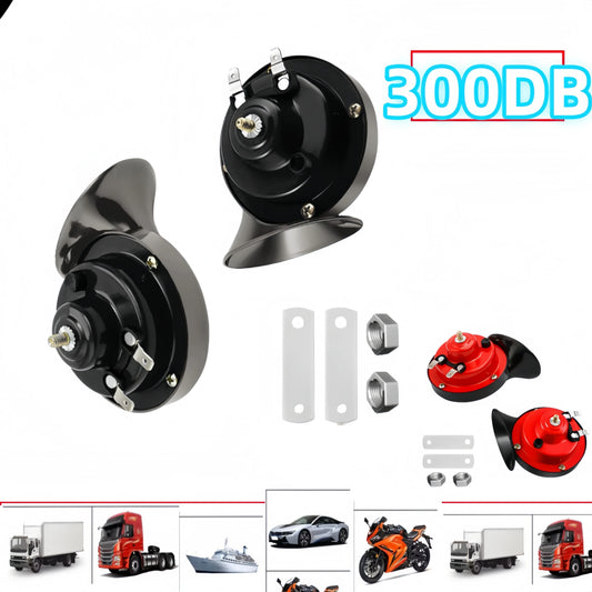 Double Trumpet Train Air Horn 12V 300DB Super Loud Waterproof Electric Snail Horn Kit for Pickup Truck Jeep Motorcycle Boat