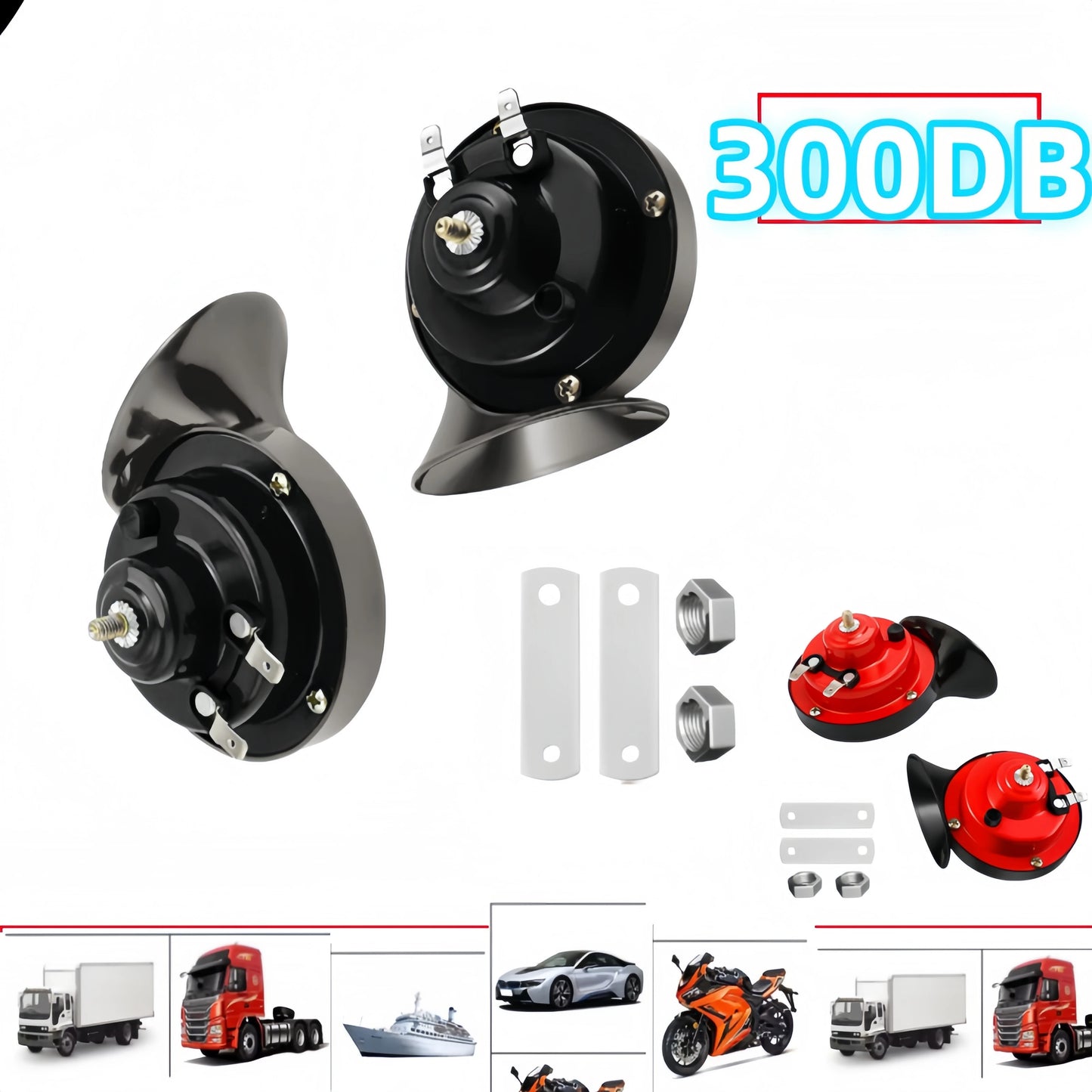 Double Trumpet Train Air Horn 12V 300DB Super Loud Waterproof Electric Snail Horn Kit for Pickup Truck Jeep Motorcycle Boat