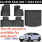 For BYD SEALION 7 2024 2025 TPE Car Floor Mats and Cargo liners, All Weather Waterproof RHD&LHD Backrest Mats Trunk Mats