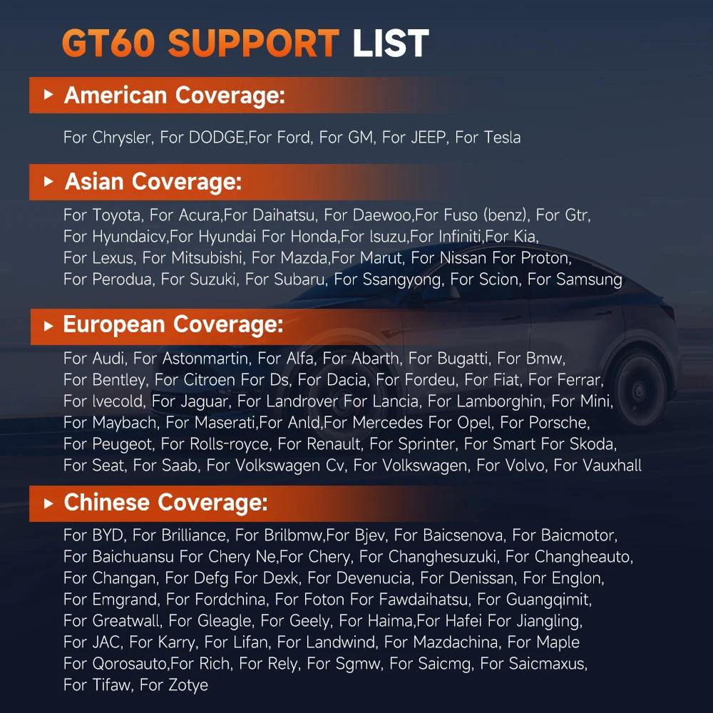 Foxwell GT60 OBD2 Automotive Scanner Biretional Control All System Car Code Reader EPB A/F 24 Reset ODB 2 Car Diagnostic Tool