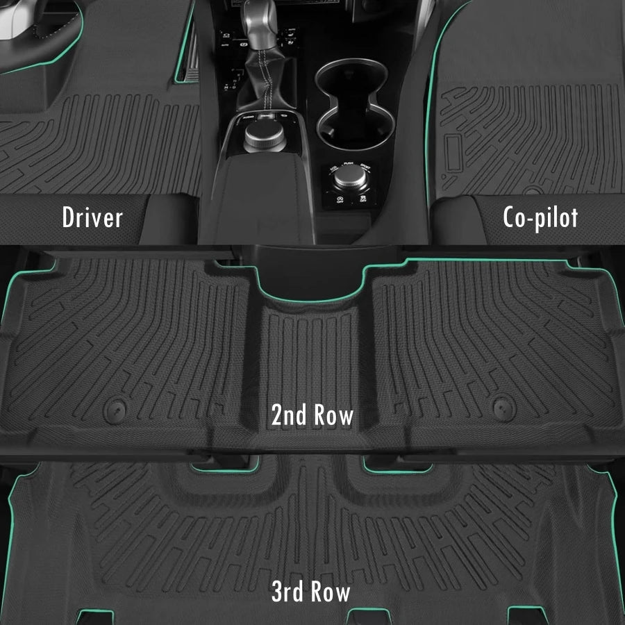 TPE Floor Mats For 2026 2025 Hyundai Palisade 7-Seater Cargo Mat Backrest Mat 2nd 3rd Row Car Floor Liner All Weather Protection