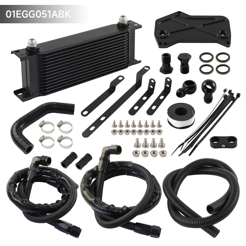 14 Row AN8 Oil Cooler Kit For VW Audi VAG Golf GTI /R MK7 DQ381 DQ380 DQ500 7DSG 2.0 TSI Engine Aluminum