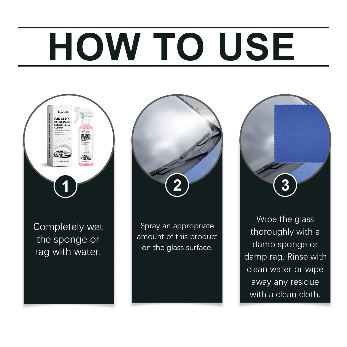 Car Windshield Oil Film Remover Powerful Auto Glass Window Stain Removal Concentrated Cleaner Front Windscreen Cleaning Spray