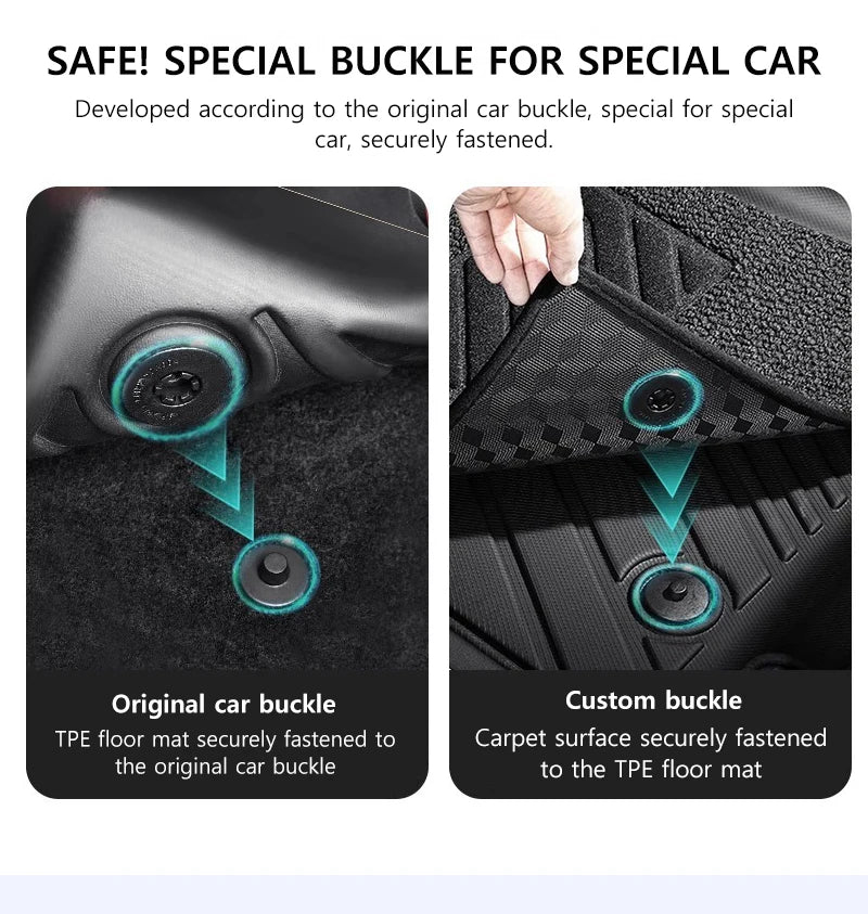 Car Floor Mats For BYD Seagull 2023 - 2024 TPE Trunk Liner Double Layer Foot Carpets Anti - Slip Wear Resistant Protective Pads