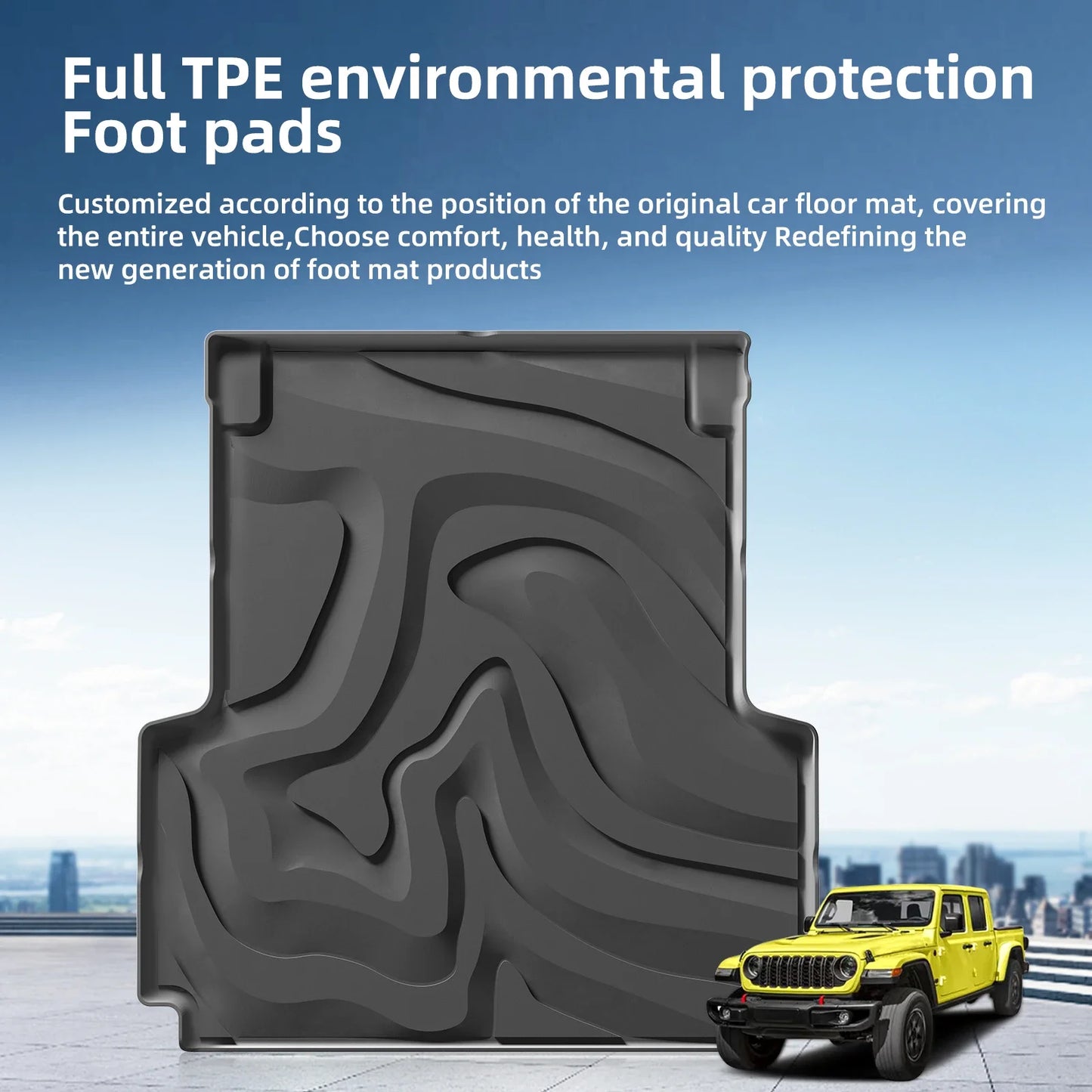 for Jeep Gladiator JT Pickup 2020-2024 Truck Bed Mat TPE 3D Floor Liner Truck Mat 5 Ft All Weather Black Left Rudder