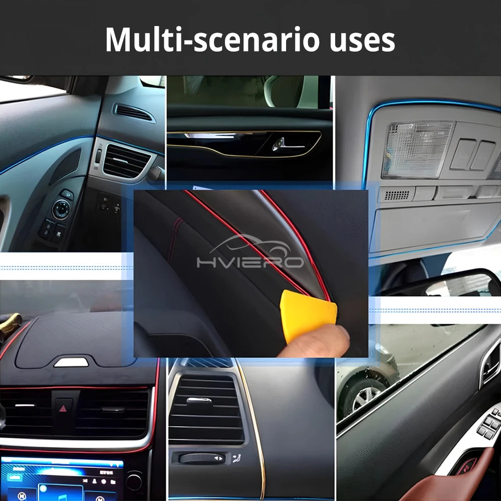 Car Universal Trims Strip 5M Tape Interior Modelling Line Flexible Wheel Modified Center Control Instrument Panel Chrome Glitter