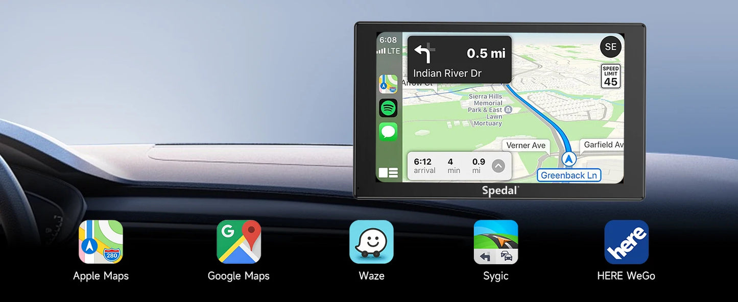 7" IPS Touchscreen Portable Car Stereo with Wireless CarPlay and Android Auto CarPlay Screen for Car, Portrait & Landscape