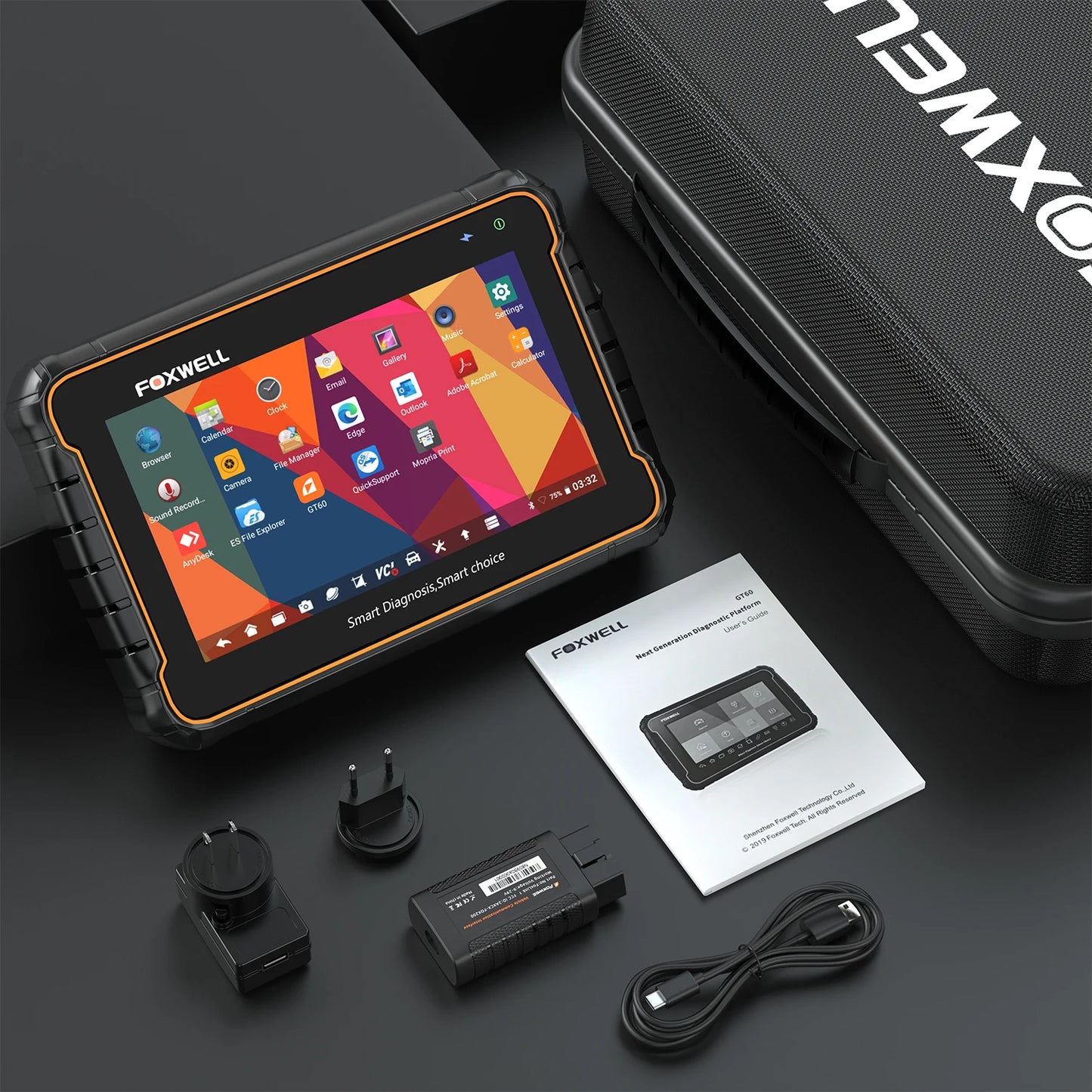 Foxwell GT60 OBD2 Automotive Scanner Biretional Control All System Car Code Reader EPB A/F 24 Reset ODB 2 Car Diagnostic Tool