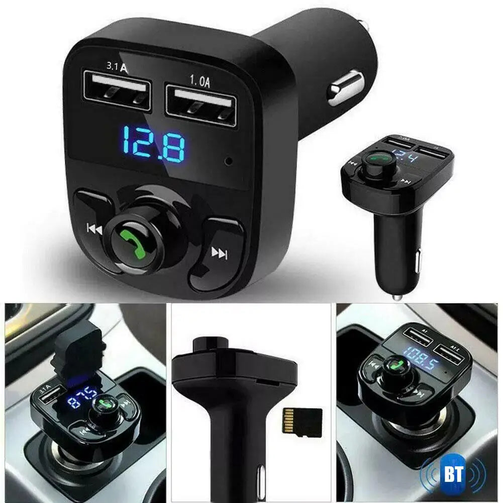 Bluetooth 5.0 Car Dual USB Fast Charger FM Transmitter Bluetooth Handsfree Car Kit Audio Modulator MP3 Player Audio Receiver
