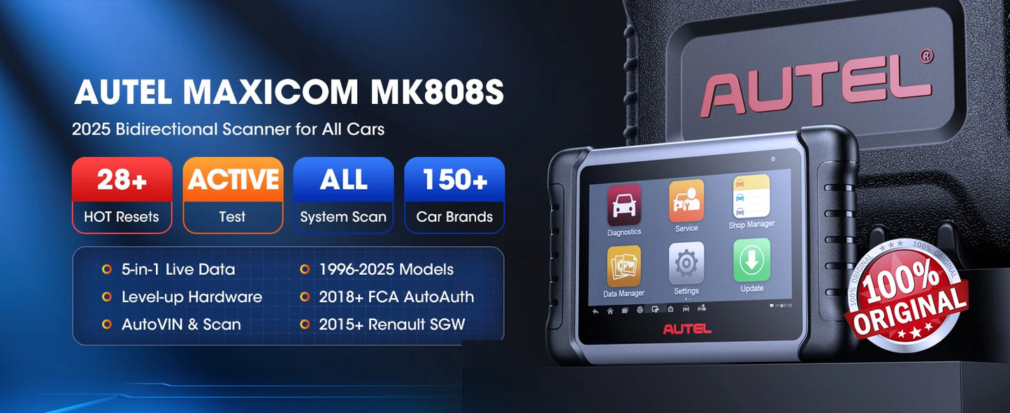 Autel MaxiCOM MK808S Bidirectional Tool as MK808BT Pro MX808S OBD2 Scanner Bi-directional Control Diagnosis Automotive Tools