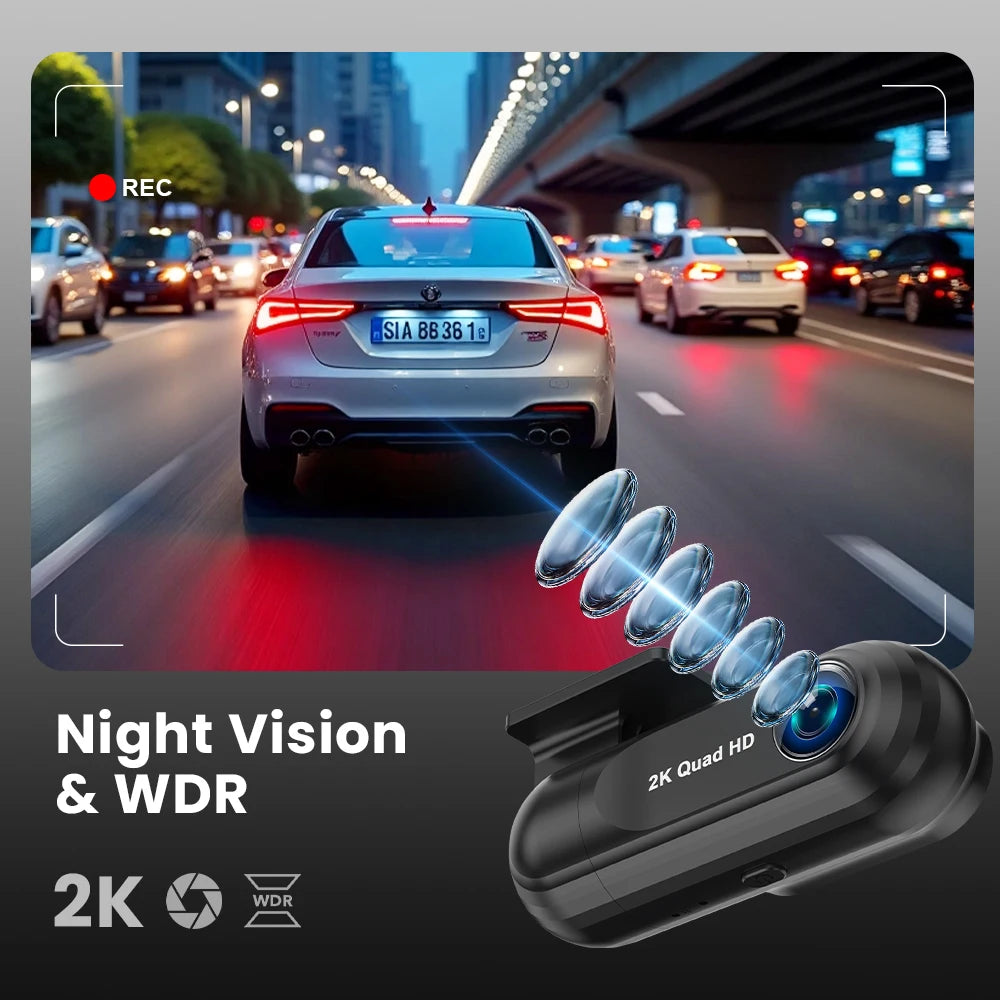 Dash Cam WiFi 2.5K,Car Camera with APP,Dashcams with WDR Night Vision, 24H Parking mode, Loop Recording, G-Sensor,GPS Module