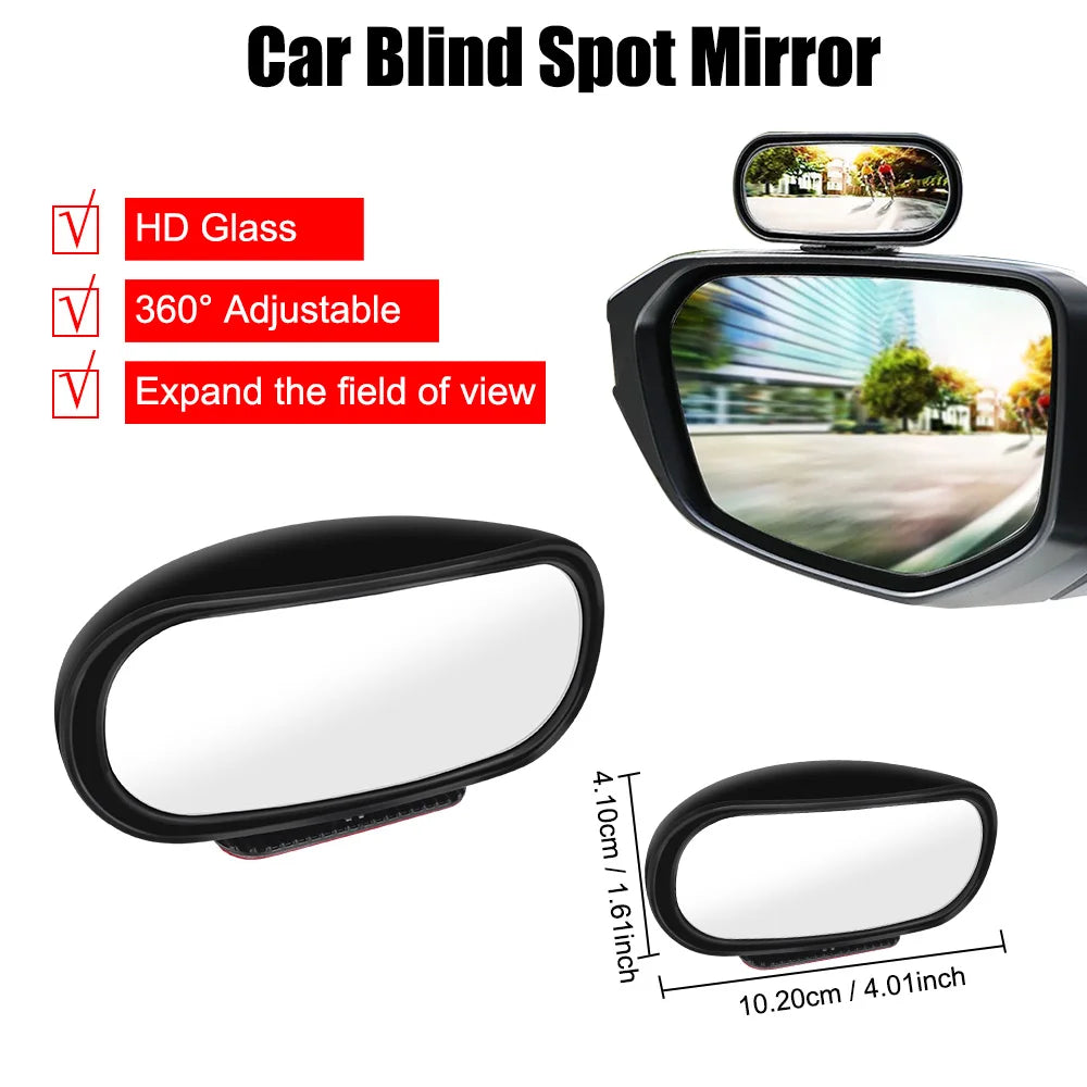 1PC Car Rearview Auxiliary HD Glass Parking Aid Mirror 360-degree Wide Angle Car Blind Spot Mirror Adjustable Rotation