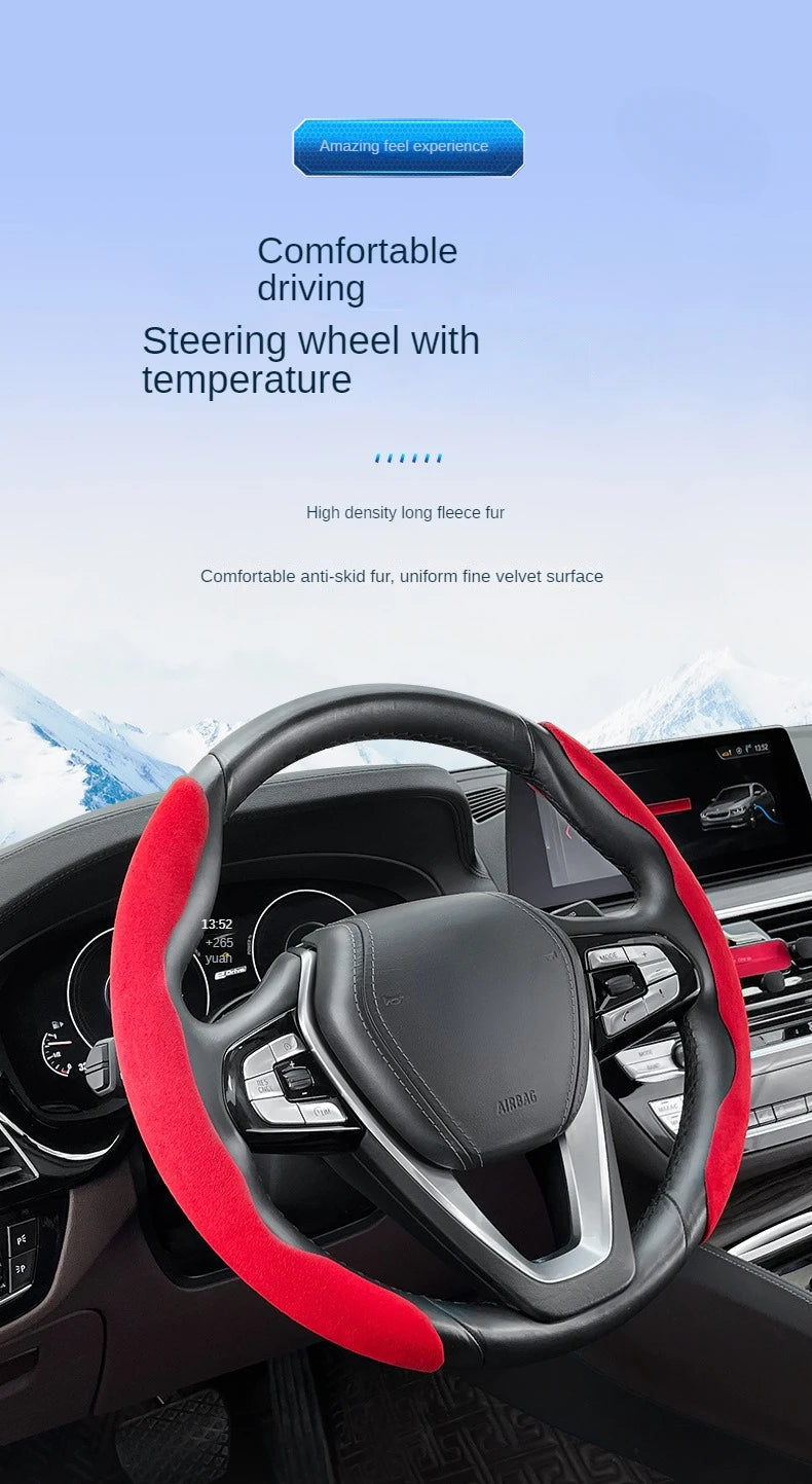 38CM Car Steering Wheel Booster Cover Suede Universal Thicken Non-Slip Auto Interior Steer Protector Decoration Accessories