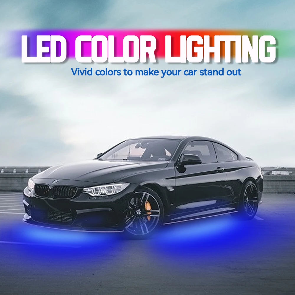 Universal Car Chassis Flexible LED Strip Light Remote /APP Control RGB Neon Light Ambient Atmosphere Lamp Auto Accessories Kit