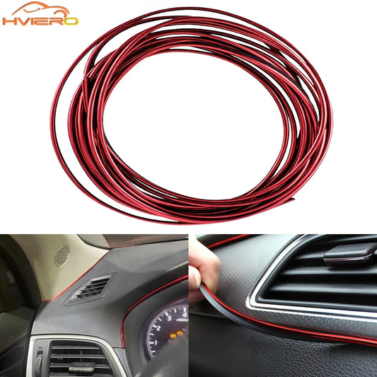 Car Universal Trims Strip 5M Tape Interior Modelling Line Flexible Wheel Modified Center Control Instrument Panel Chrome Glitter
