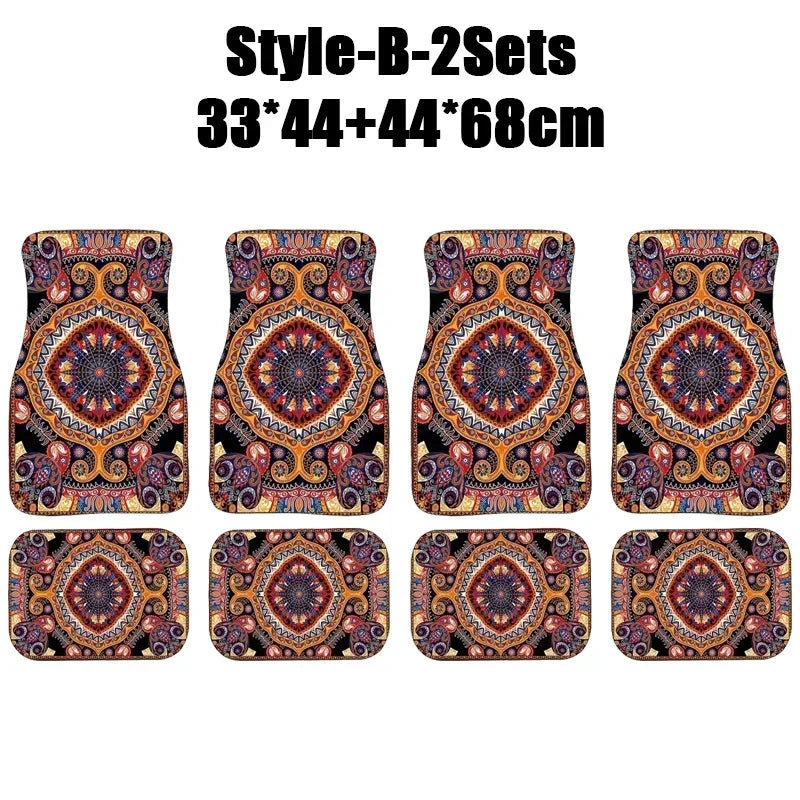 Antique Oriental Turkish Persian Carpet Car Floor Mats 4-Piece for Front Rear Seats Durable Floor Carpet Heavy Duty Rubber Back