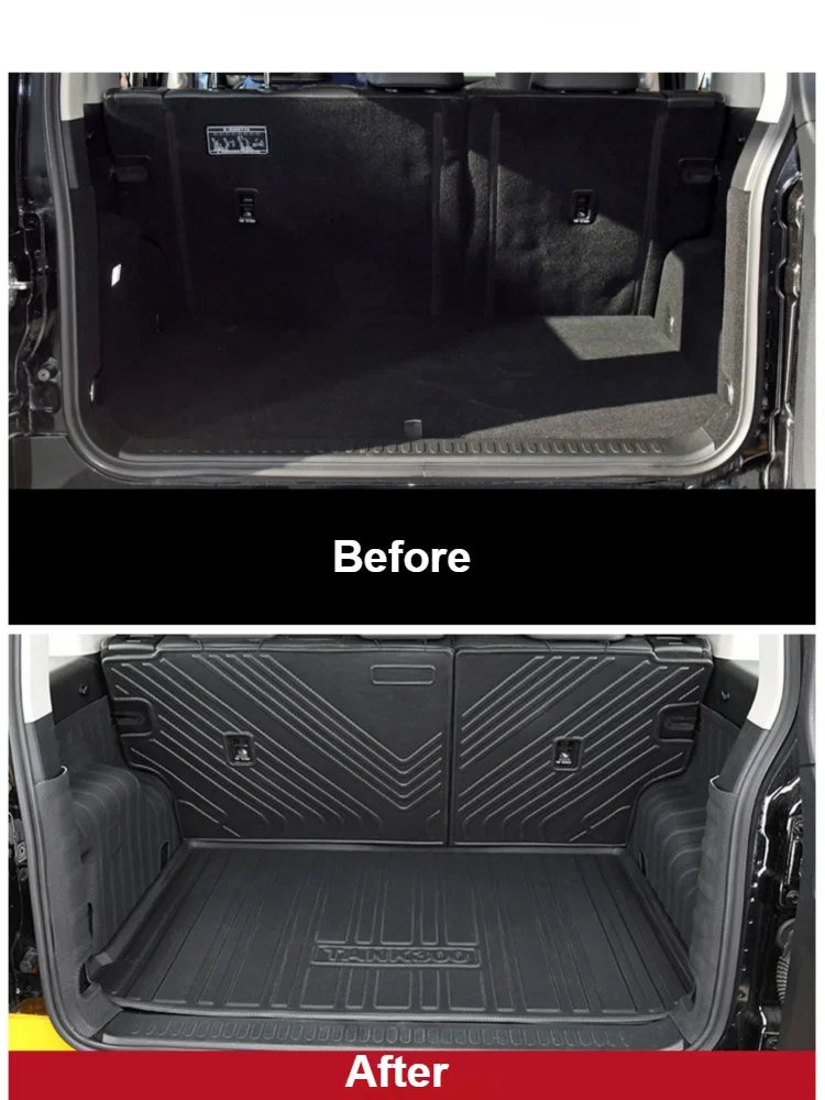 Rear Trunk Mats TPE Waterproof Cargo Liner For GWM Great Wall Tank 300 Full Surround Rear Seat Backrest Protection Pad