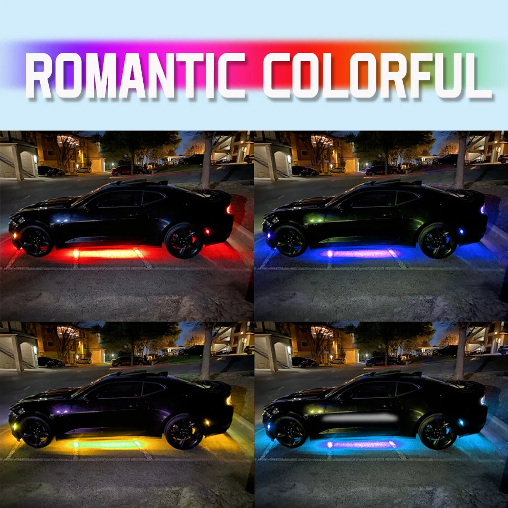 Universal Car Chassis Flexible LED Strip Light Remote /APP Control RGB Neon Light Ambient Atmosphere Lamp Auto Accessories Kit