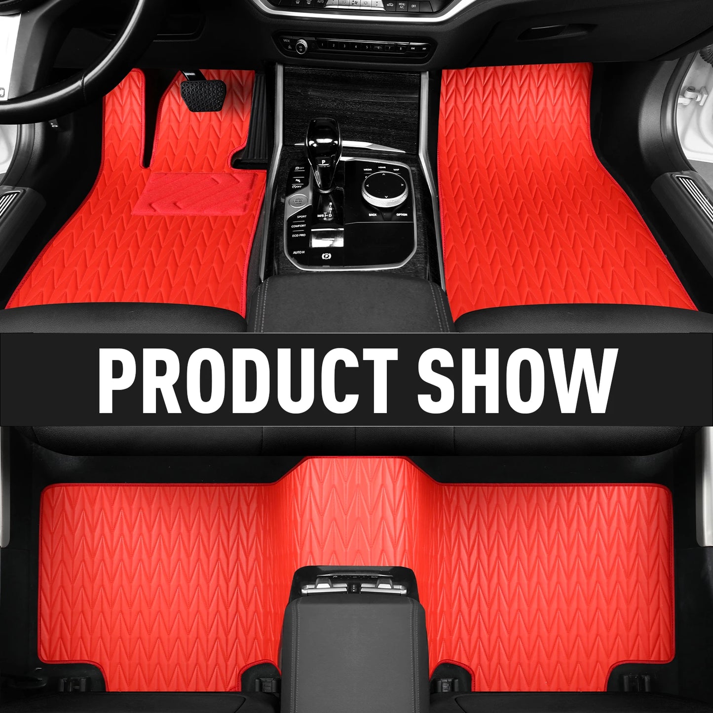 Custom car floor mat for Volkswagen Tiguan 2018-2023 Red artificial leather Waterproof Non-Slip Car Mats Floor Covers