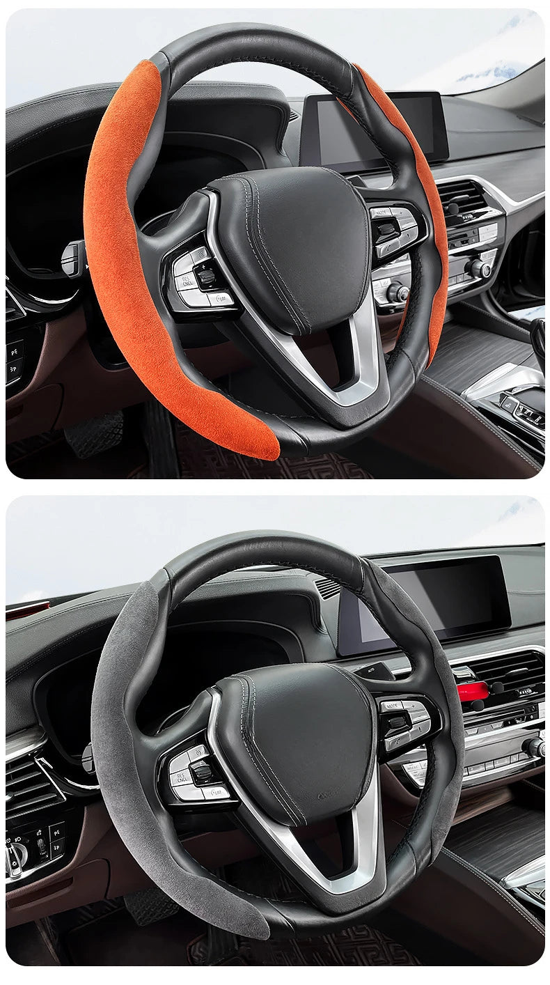 38CM Car Steering Wheel Booster Cover Suede Universal Thicken Non-Slip Auto Interior Steer Protector Decoration Accessories