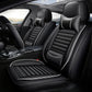 Deluxe 5-Seater PU Leather Auto Seat Covers with Built-in Lumbar Support - 2 Headrests & Steering Wheel Cover, Wearproof