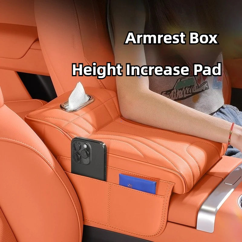 Car Armrest Box Height Increase Pad with Storage Bag Car Leather Protective Cover for jaecoo j7 JETOUR T2 Haval H9 2rd 2024 2025