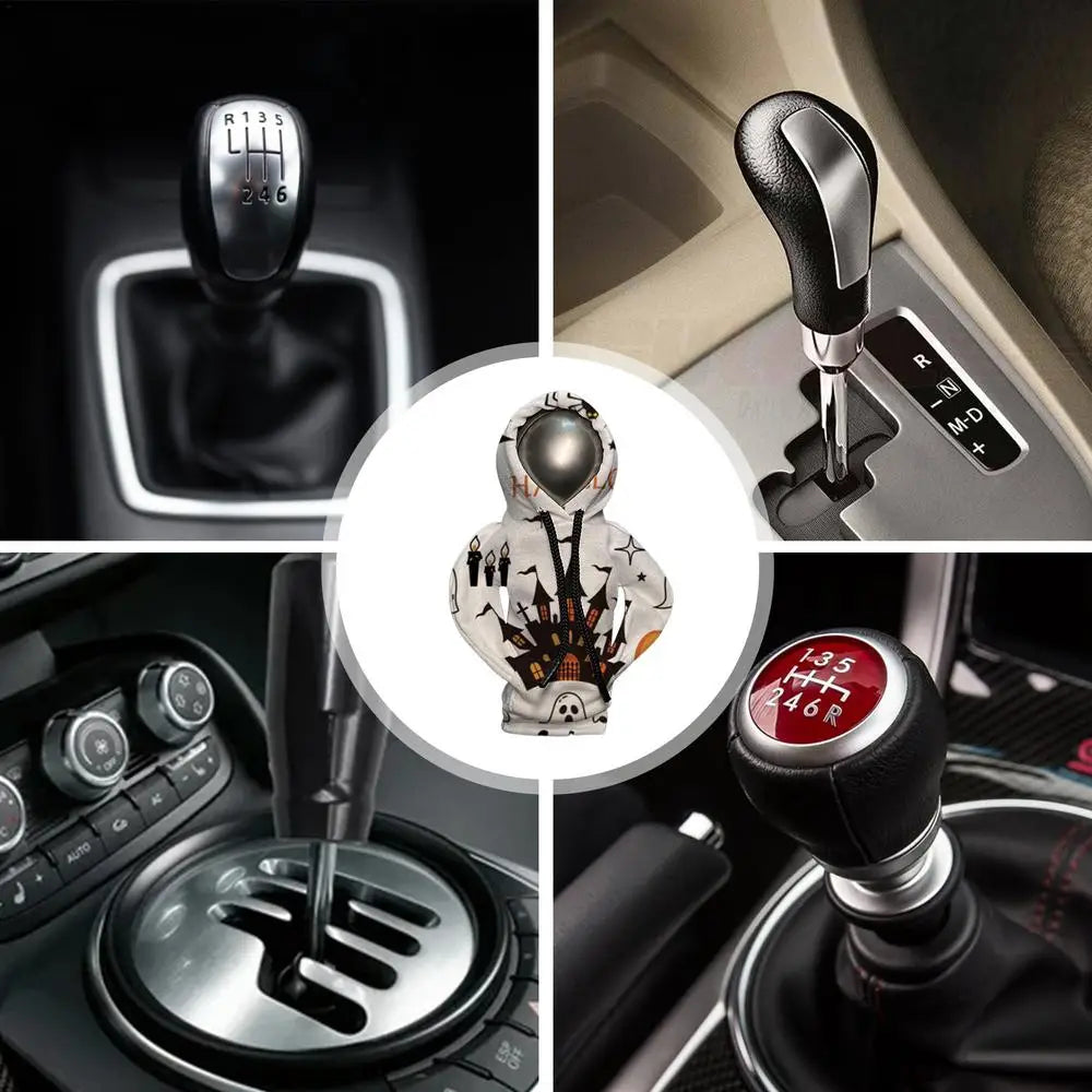 Hoodie Car Gear Shift Cover Halloween Decorative Protector Car Hoodie Decorated Shifter Cover For Vehicles Suvs Rvs Cars