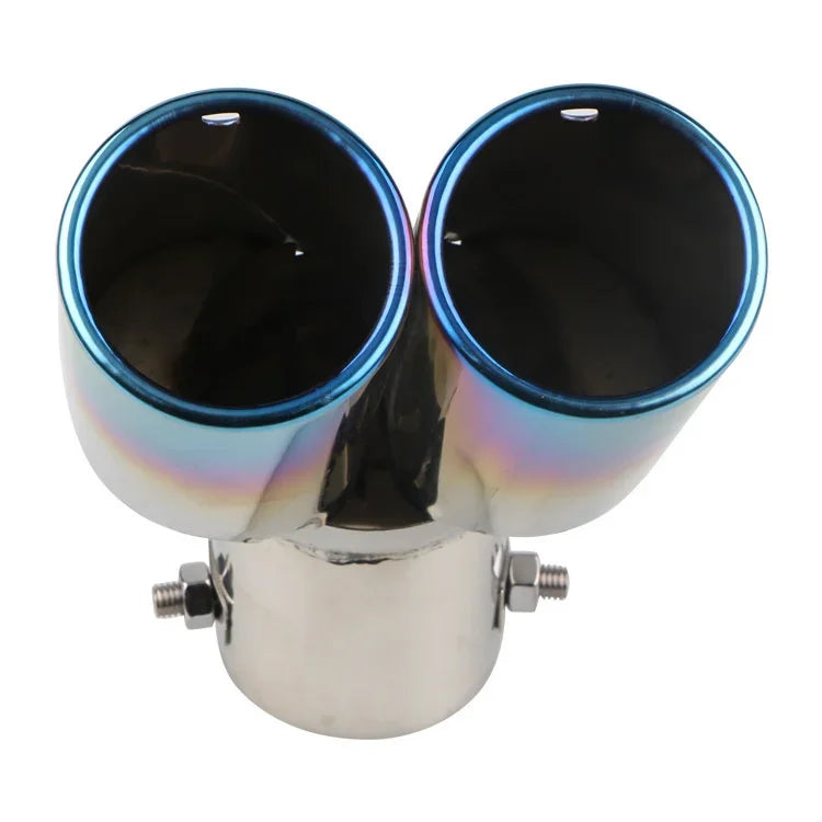 64mm Universal Double Pass Exhaust Pipe Tip Exhaust Silencer Muffler Tip Stainless Steel Pipe Trim Modified Exhause Tail Pipe