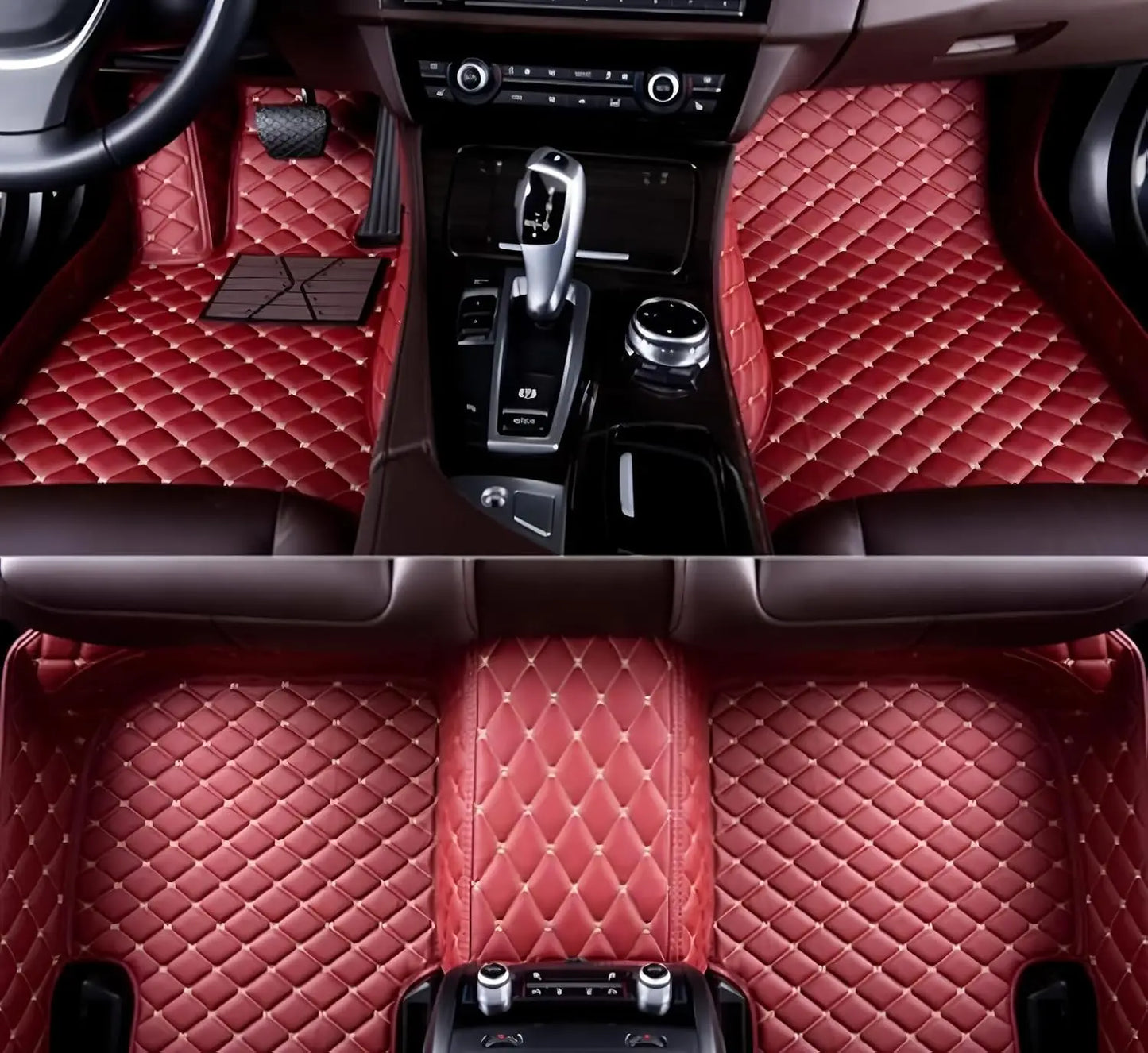 Custom Car Mats For Dacia Duster 2021~2023 Leather All Weather Waterproof Non-Slip Diamond Full Covered Personalized Black Red