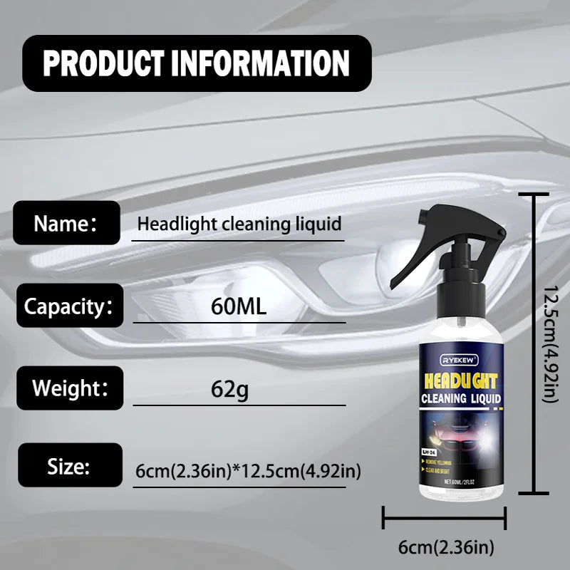 Car Light Restorative Liquid,Removing Oxidation Cracking Dirt and Blurring,Headlight Repair Polish Liquid for Brake Lights