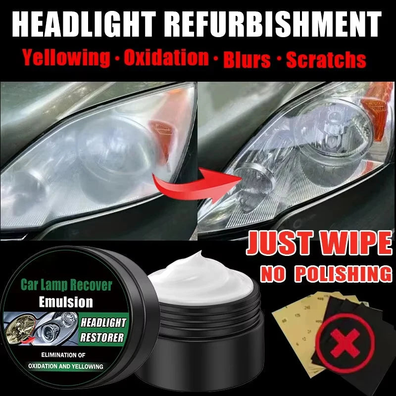 Car Headlight Restoration Polishing Sets Headlamp Scratch Remover Repair Cleaning Paste Remove Oxidation Headlight Polish Liquid