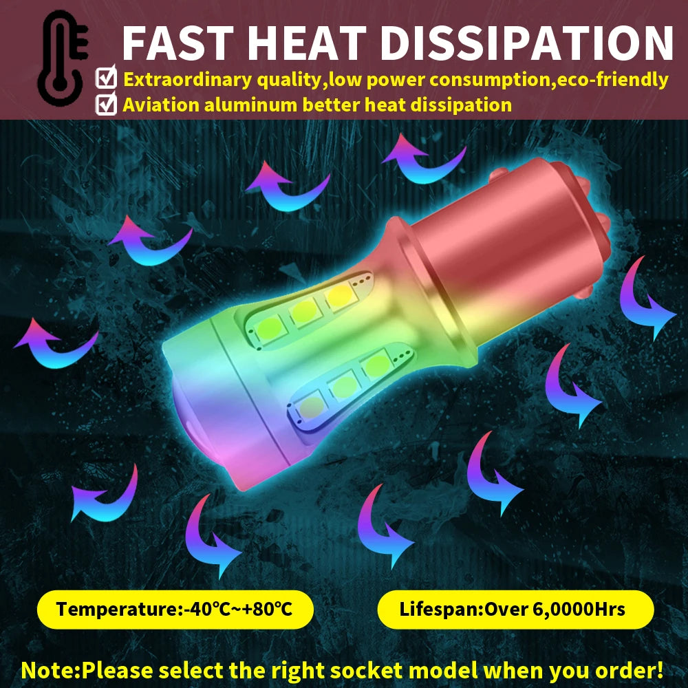 2x P21W BA15S LED Canbus 1156 BAY15D 1157 P21/5W LED Bulbs T15 R5W Car Lights 6500K White Brake Lights Reverse Lamp DRL T20 7443