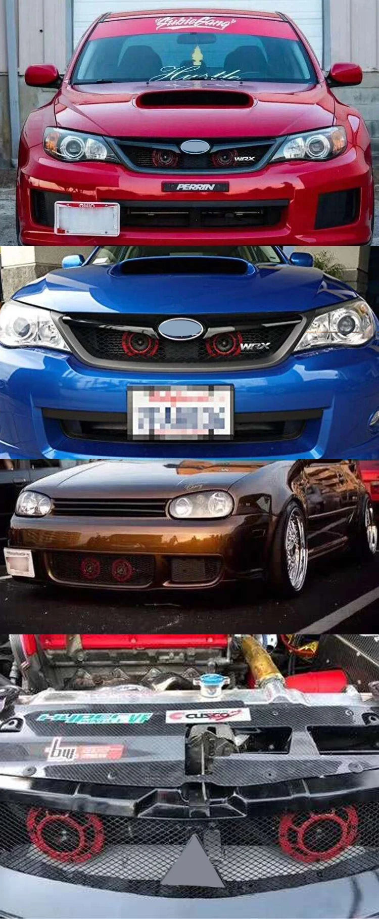 Car modified universal basin honk horn high and low 12V waterproof super loud personality tide red ring horn