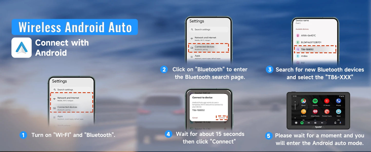 7" IPS Touchscreen Portable Car Stereo with Wireless CarPlay and Android Auto CarPlay Screen for Car, Portrait & Landscape