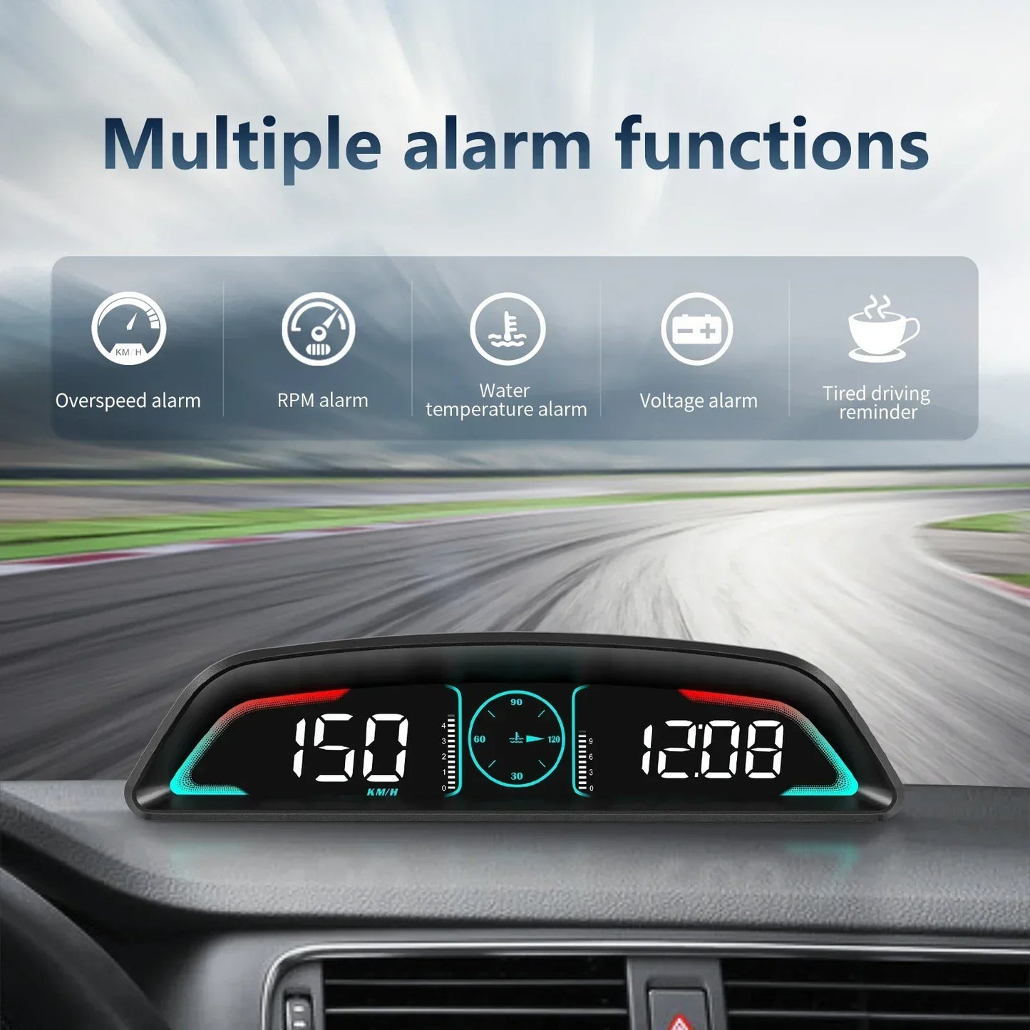 B3 Speedometer Head Up Display OBD2 HUD Car Tachometer Water Temp With Alarm Auto Fuel Consumption Volt Meter Gauge