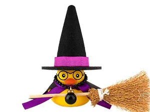 Car Decoration Rubber Duck Halloween with Magic Hat Cloak Broom Sunglasses Necklace for Car Ornaments Home Table Decor