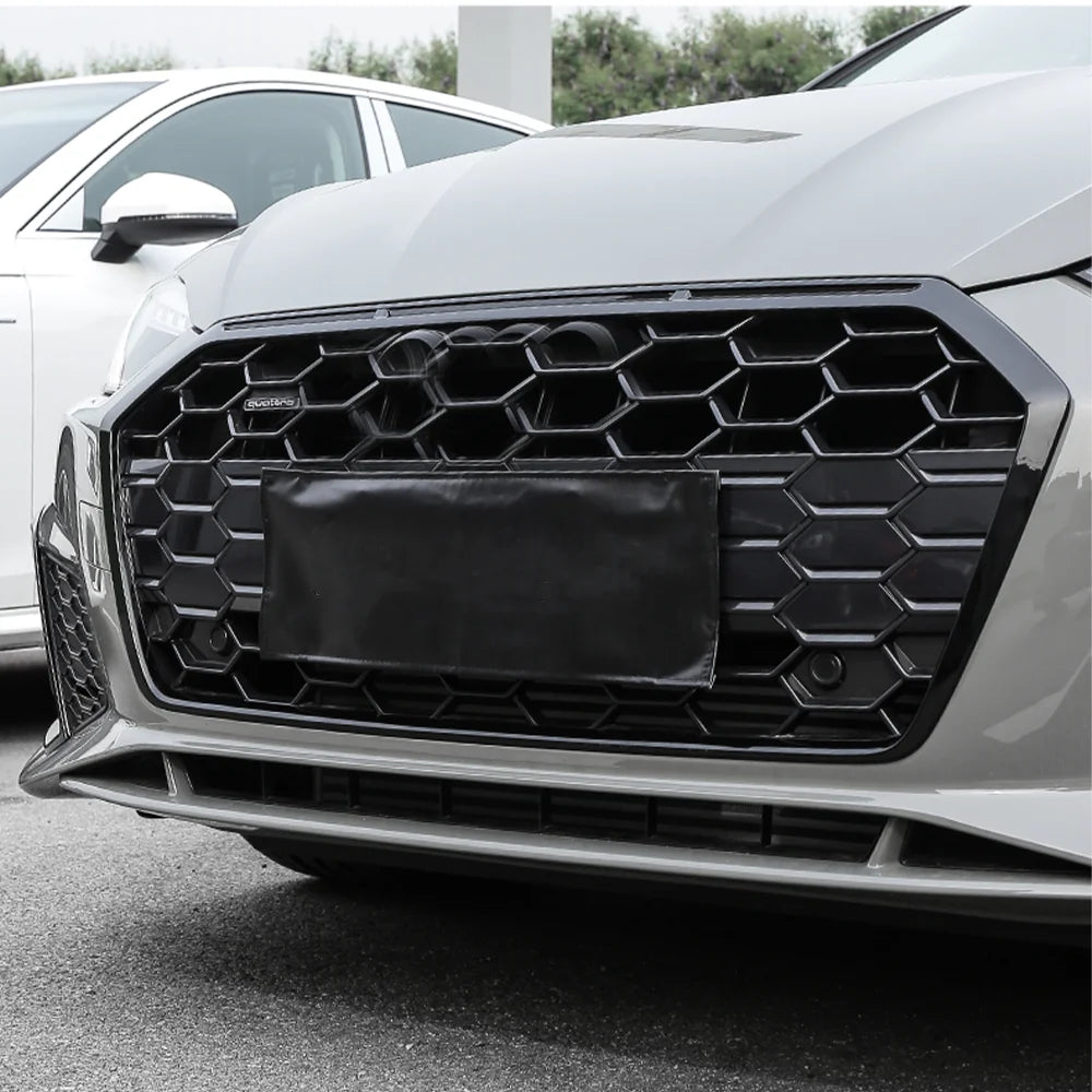 Front Bumper Grille Trim For Audi A5 S5 2020 2021 2022 2023 Black / Carbon Look Racing Radiator Grill Strip Cover