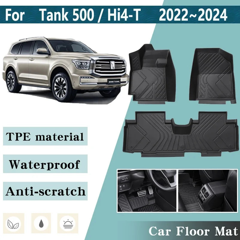 for Tank 500 Accessories Hi4-T 2022 2023 2024 LHD TPE Car Floor Mats Foot Liner Storage Pads Custom Waterproof Rug Accessories