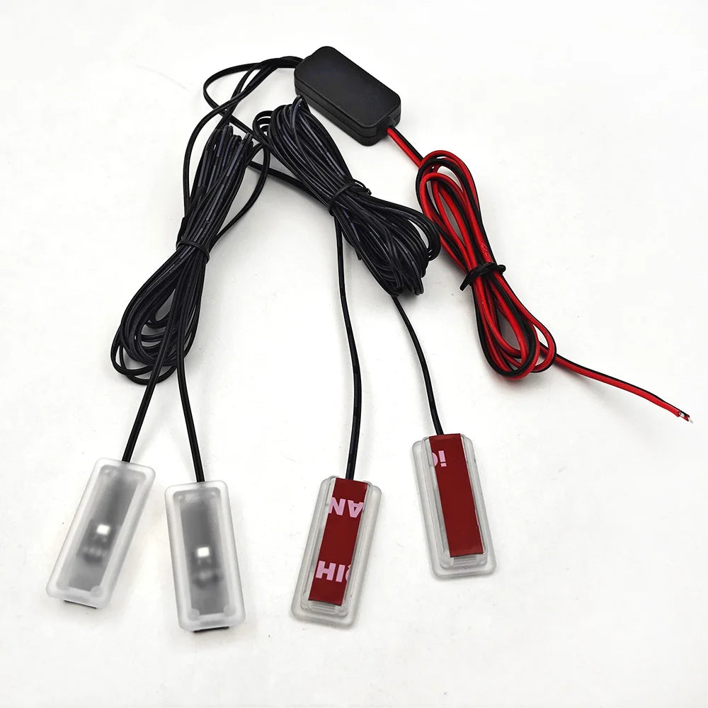 1-4LED ambient light, car interior floor light, connected to ACC power supply 12V RED WHITE 6000K BLUE YELLOW GREEN PINK