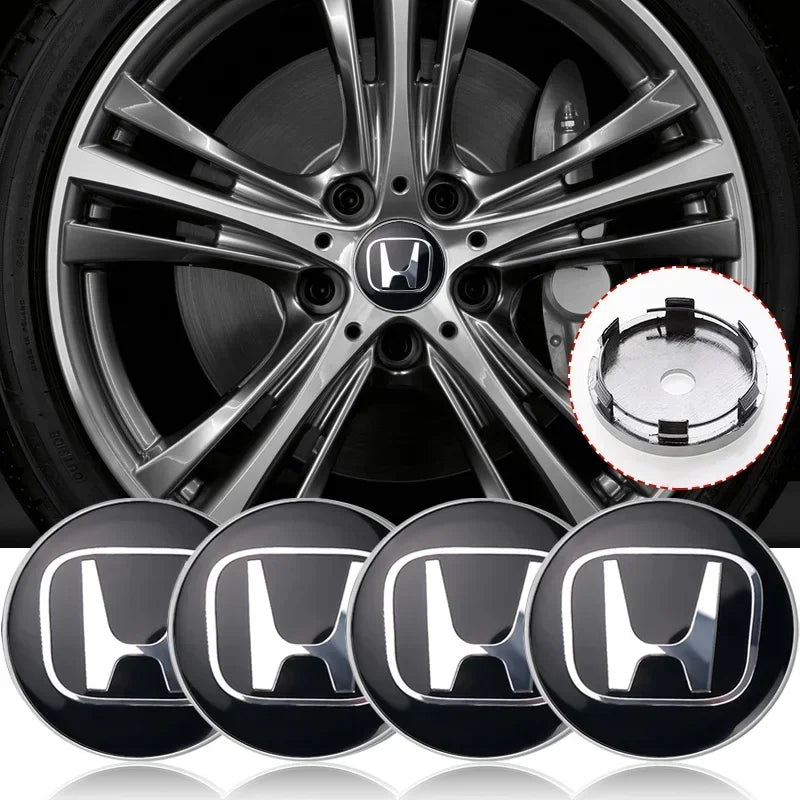 4pcs 60mm Car Wheel Center Hub Cap Rim Cover Emblem Stickers For Honda Civic Fit Jazz Accord Pilot Passport Stepwgn CRV BRV HRV