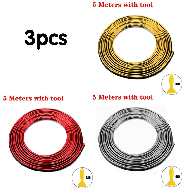 1-5pcs Universal Car Moulding Decoration Flexible Strips 5M Interior Auto Mouldings Car Cover Trim Dashboard Door Car-styling