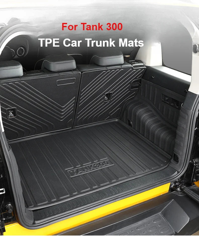 Rear Trunk Mats TPE Waterproof Cargo Liner For GWM Great Wall Tank 300 Full Surround Rear Seat Backrest Protection Pad