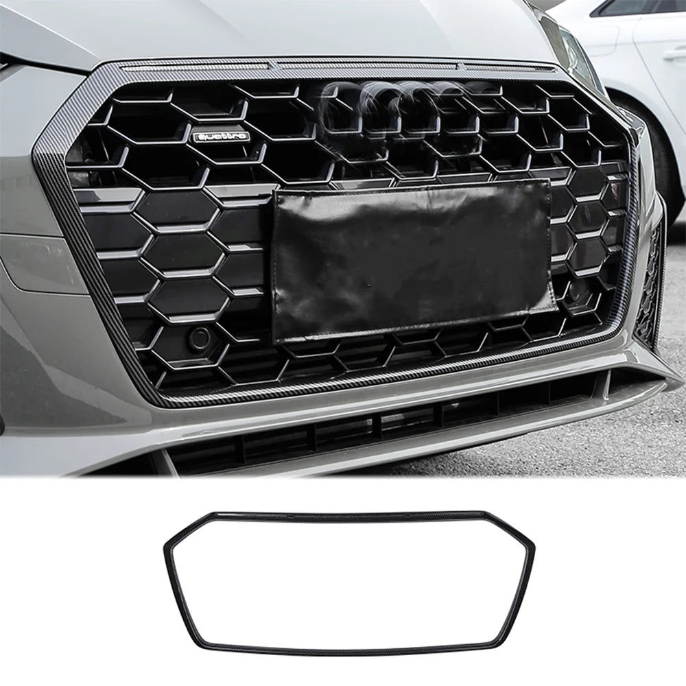 Front Bumper Grille Trim For Audi A5 S5 2020 2021 2022 2023 Black / Carbon Look Racing Radiator Grill Strip Cover