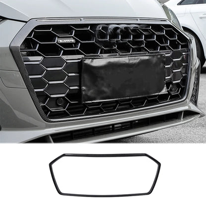 Front Bumper Grille Trim For Audi A5 S5 2020 2021 2022 2023 Black / Carbon Look Racing Radiator Grill Strip Cover