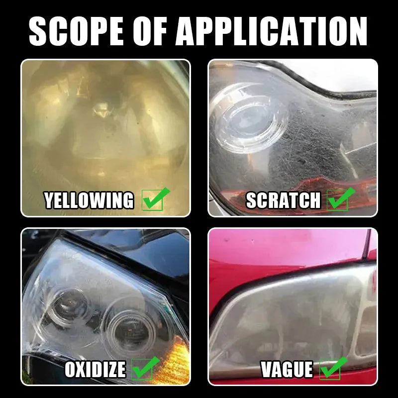 Car Headlight Restoration Polishing Sets Headlamp Scratch Remover Repair Cleaning Paste Remove Oxidation Headlight Polish Liquid