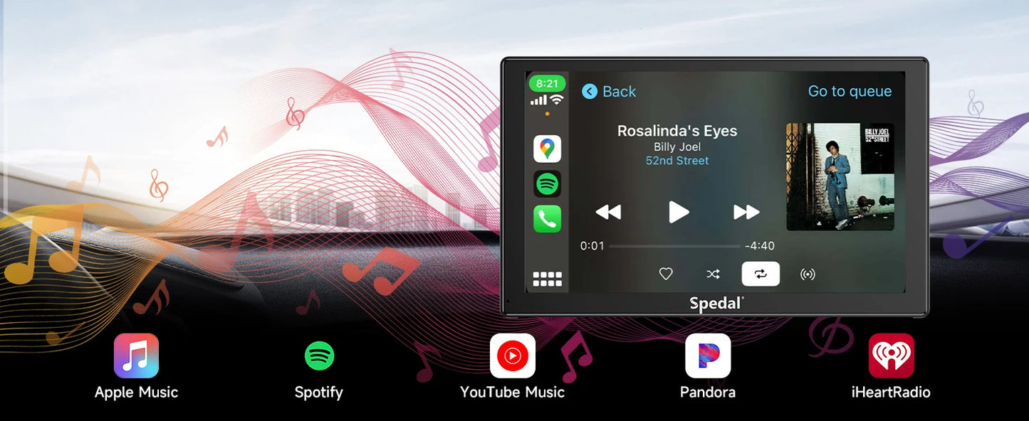 7" IPS Touchscreen Portable Car Stereo with Wireless CarPlay and Android Auto CarPlay Screen for Car, Portrait & Landscape