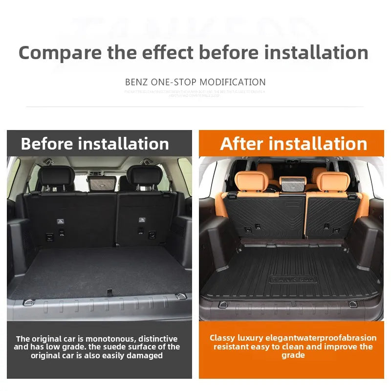 Rear Trunk Mats TPE Waterproof Cargo Liner Boot Lugguage Protective Pad For Great Wall Tank 500 Hi4-T Interior Accessories